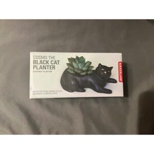 NIB Kikkerland Cosmo The Black Cat Ceramic Planter Succulent Mini Pot